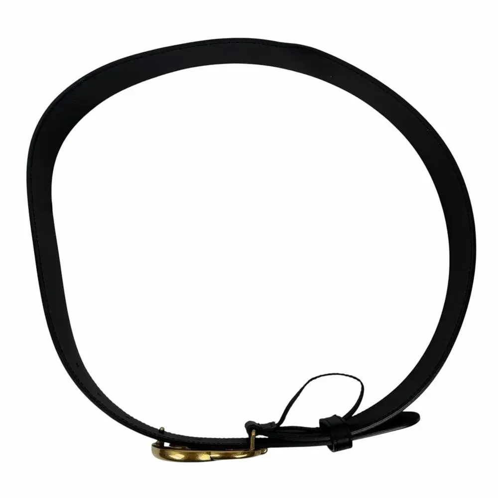 Gucci GG Logo Marmont Wide Leather Belt Black Gold Buckle Size 90/36